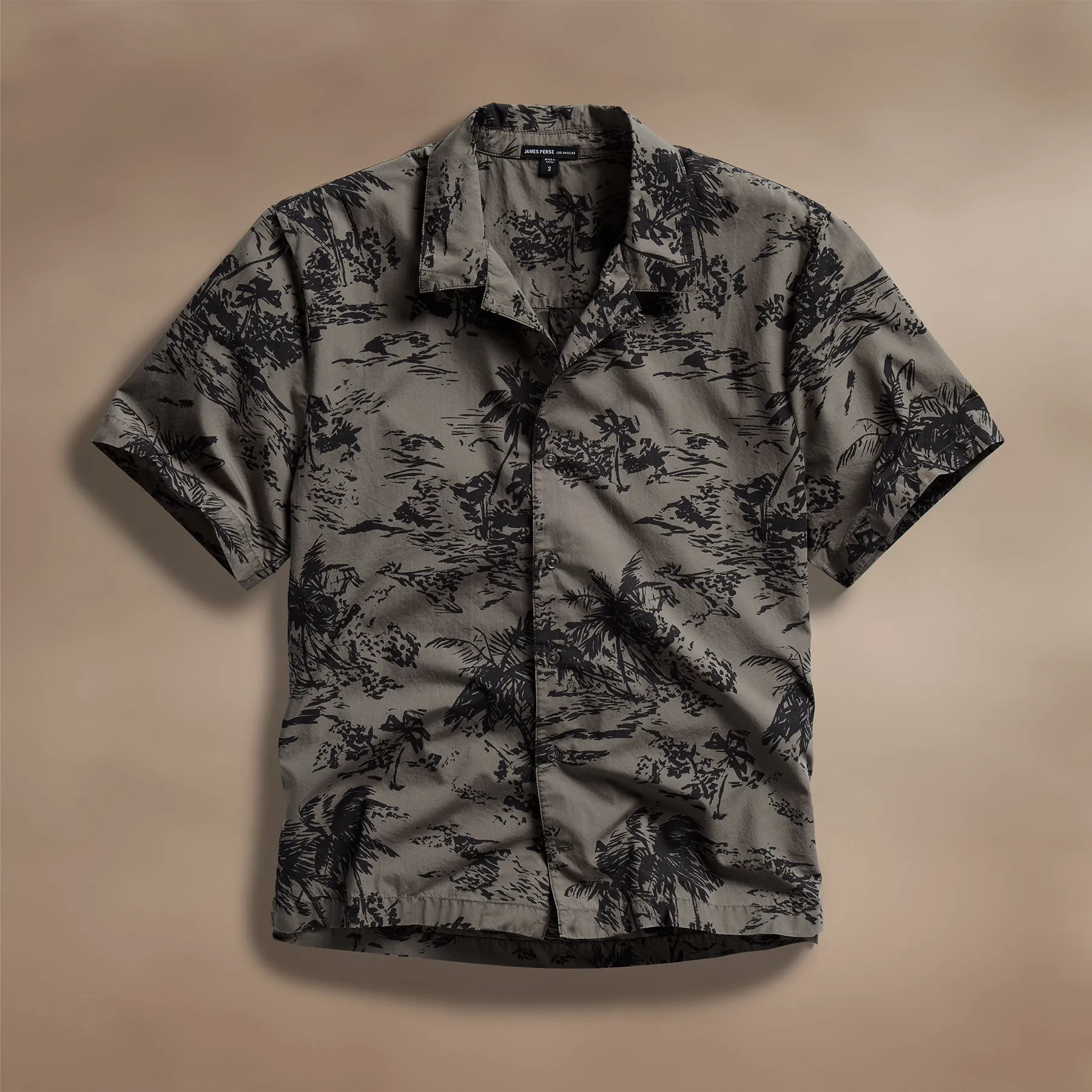 Brandílera Print Short Sleeve Shirt - Army Green Pigment/Black sold by James Perse