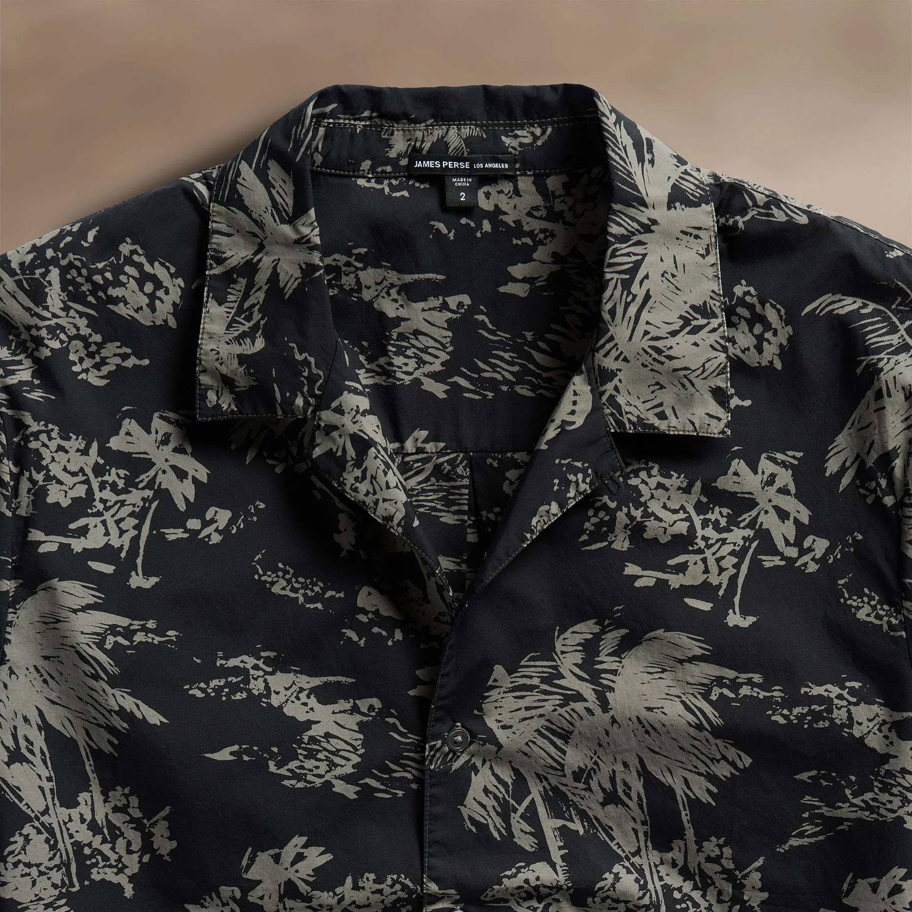 Brandílera Print Short Sleeve Shirt - Black/Army Green Pigment sold by James Perse product image thumbnail 2