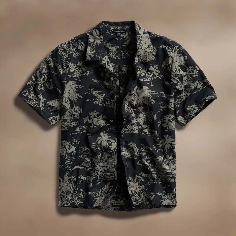 Brandílera Print Short Sleeve Shirt - Black/Army Green Pigment sold by James Perse