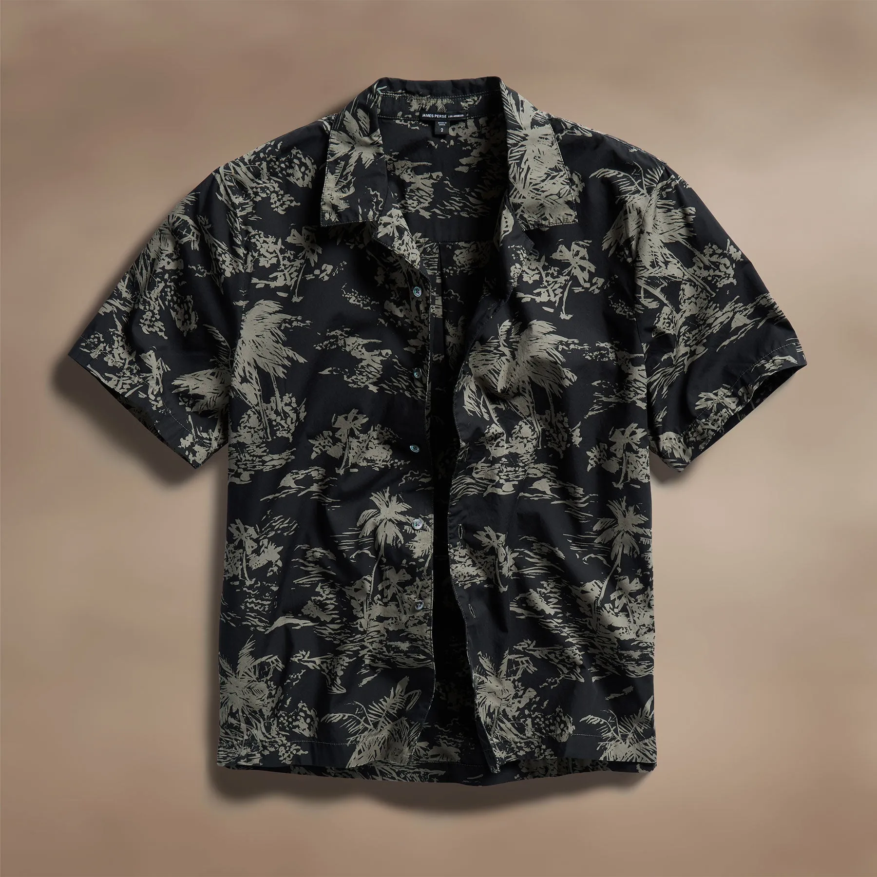 Brandílera Print Short Sleeve Shirt - Black/Army Green Pigment sold by James Perse