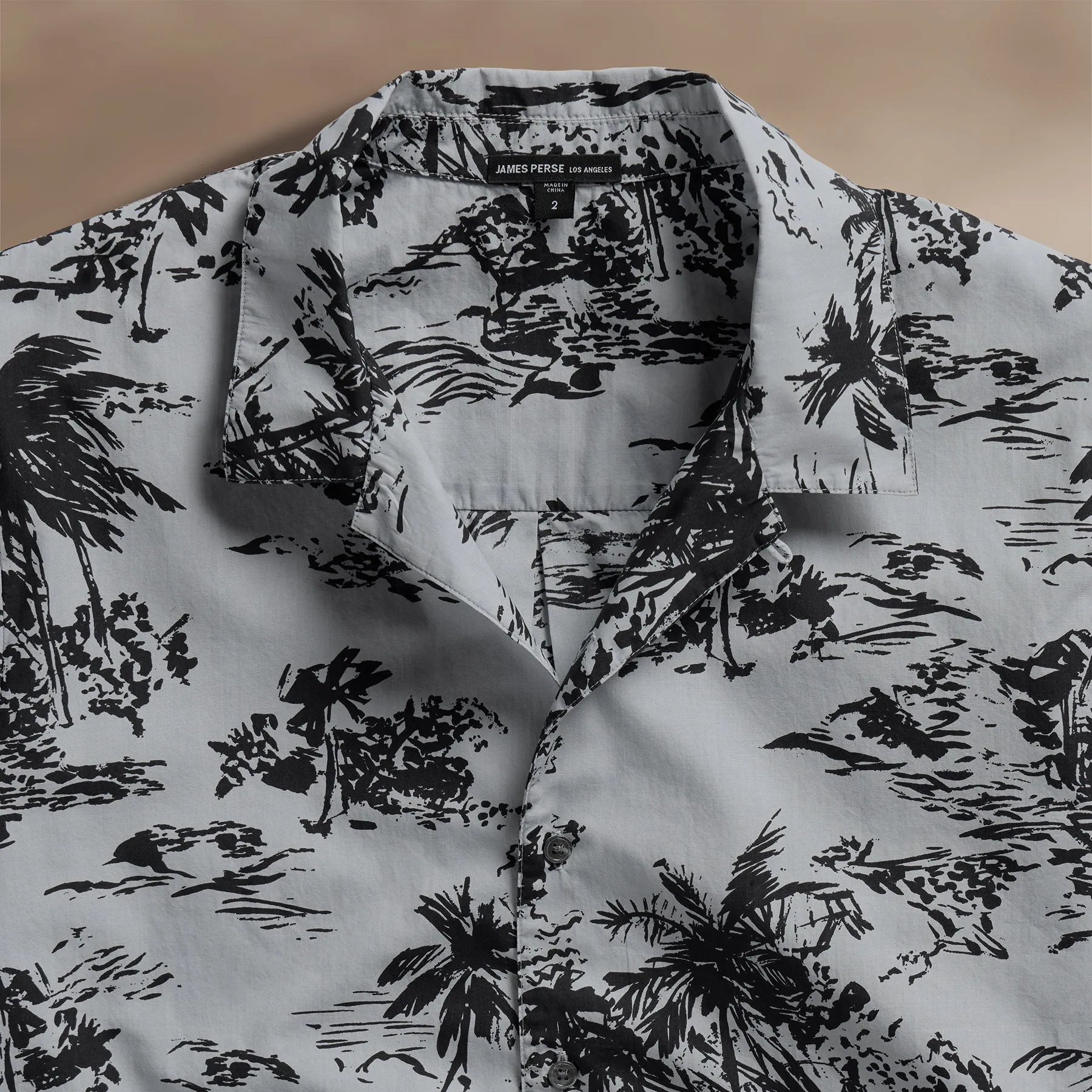 Brandílera Print Short Sleeve Shirt - Grey Glacier Pigment/Black sold by James Perse product image thumbnail 3