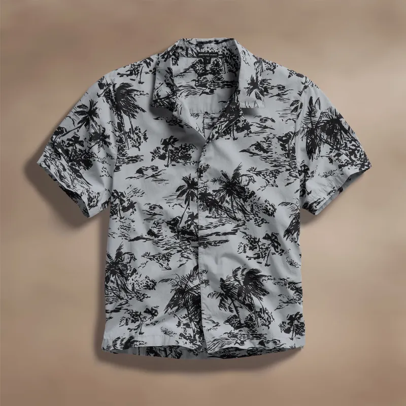 Brandílera Print Short Sleeve Shirt - Grey Glacier Pigment/Black sold by James Perse
