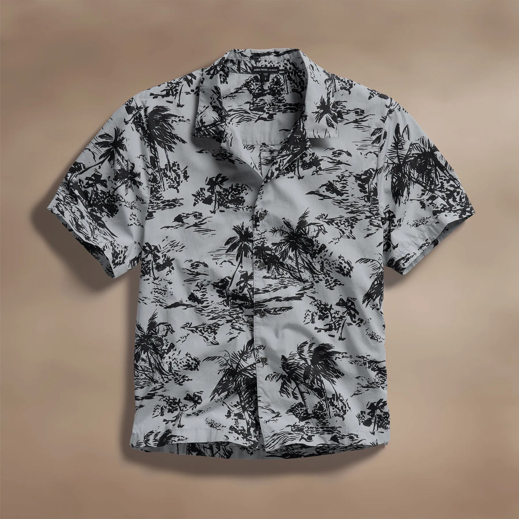 Brandílera Print Short Sleeve Shirt - Grey Glacier Pigment/Black sold by James Perse