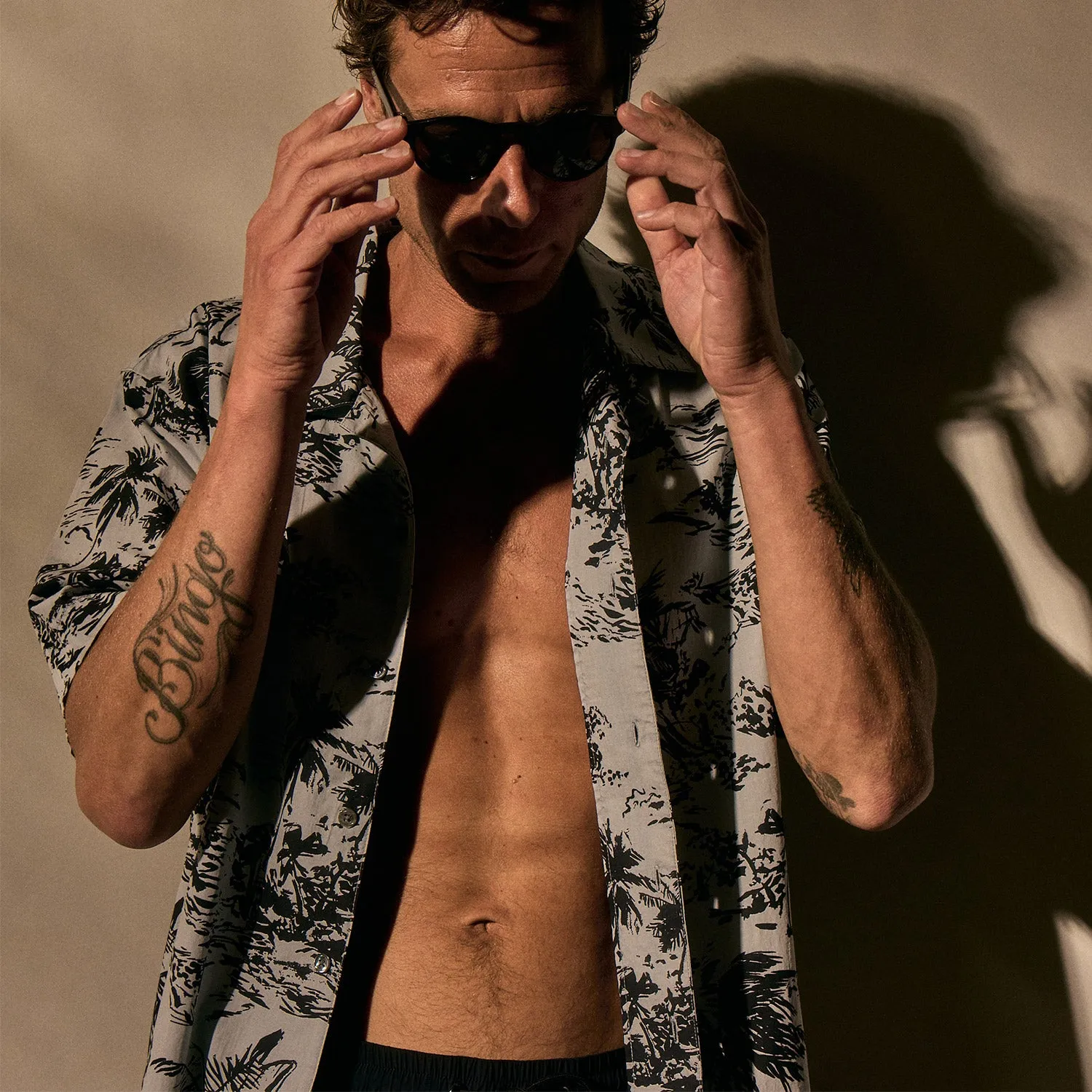 Brandílera Print Short Sleeve Shirt - Grey Glacier Pigment/Black sold by James Perse product image thumbnail 2