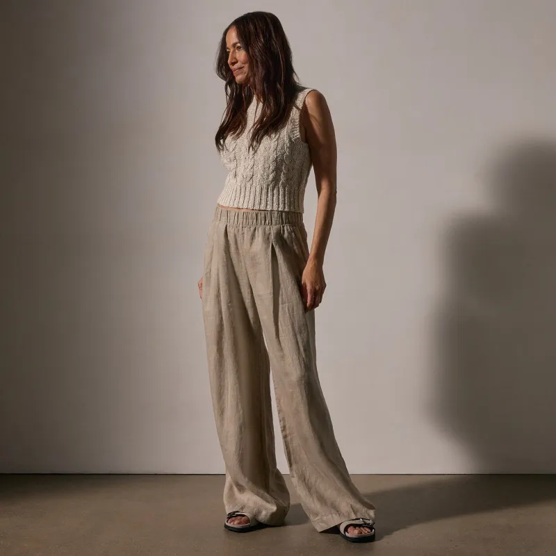 Lightweight Linen Elastic Pant - Overcast Pigment sold by James Perse