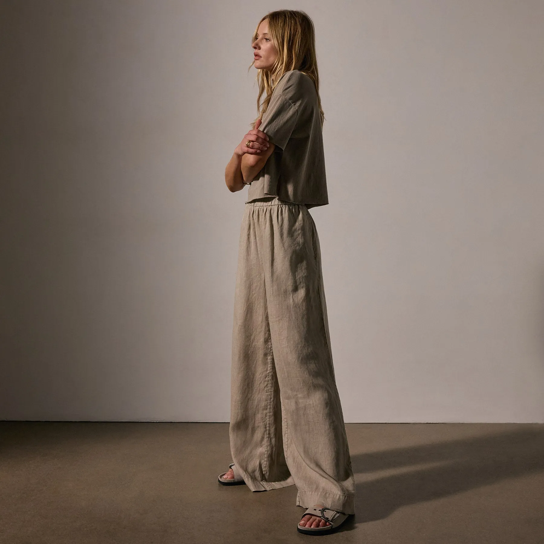 Lightweight Linen Wide Leg Pant - Overcast Pigment sold by James Perse product image thumbnail 3
