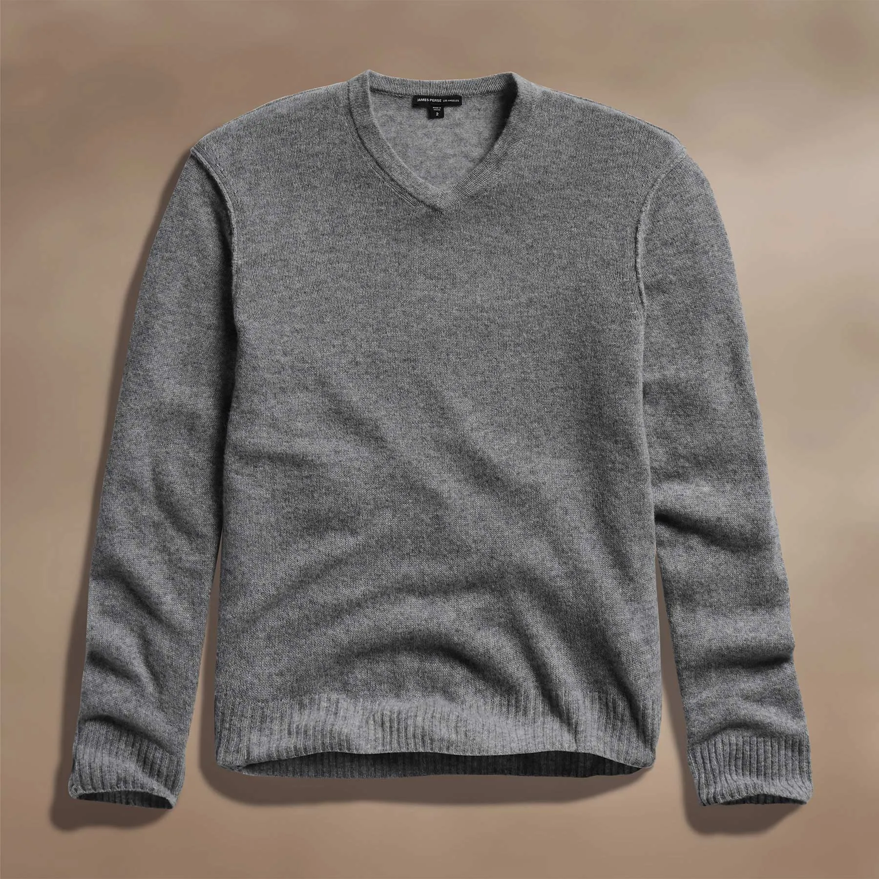 Soft Featherweight Cashmere V Neck - Mid Heather Grey sold by James Perse