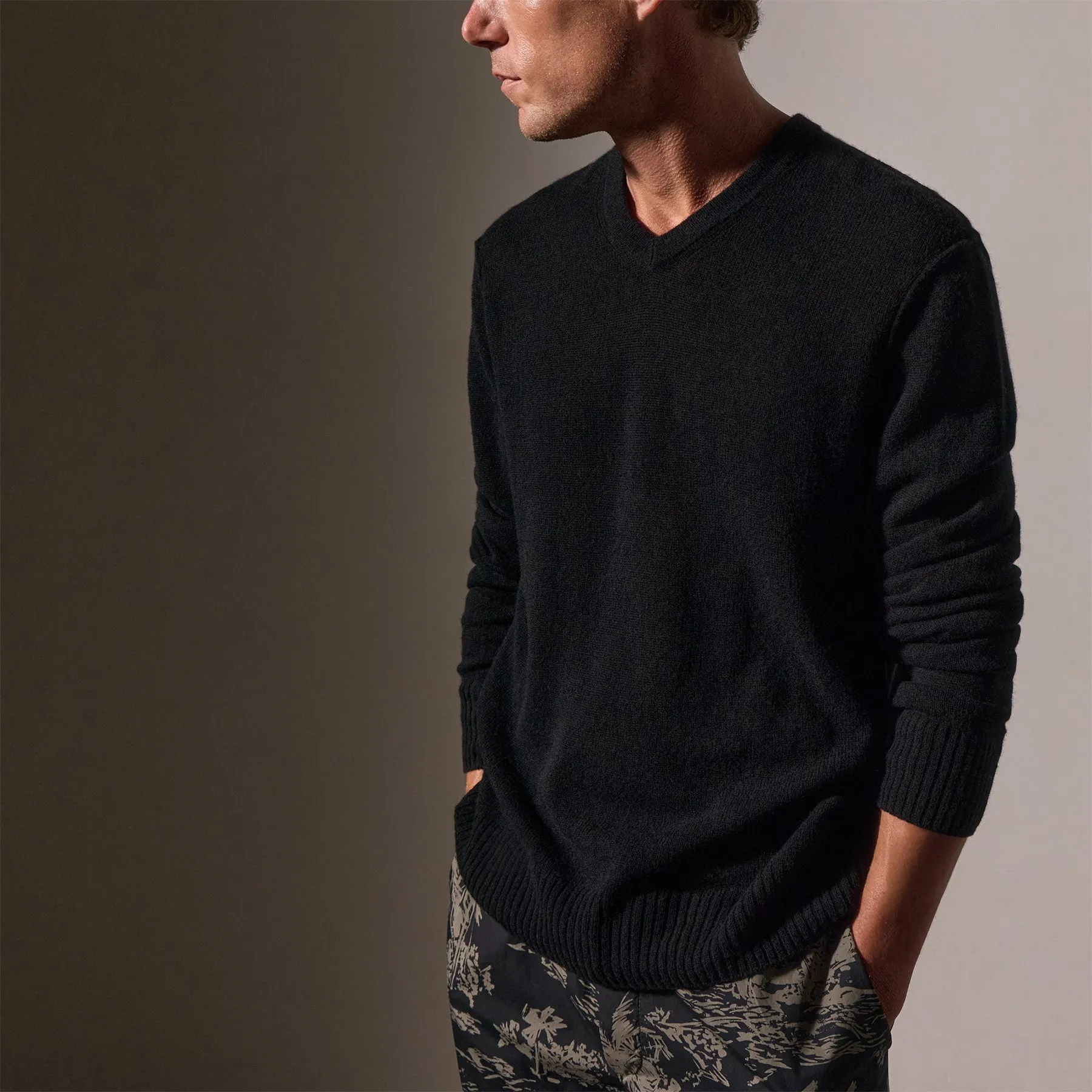 Soft Featherweight Cashmere V Neck - Black sold by James Perse product image thumbnail 2