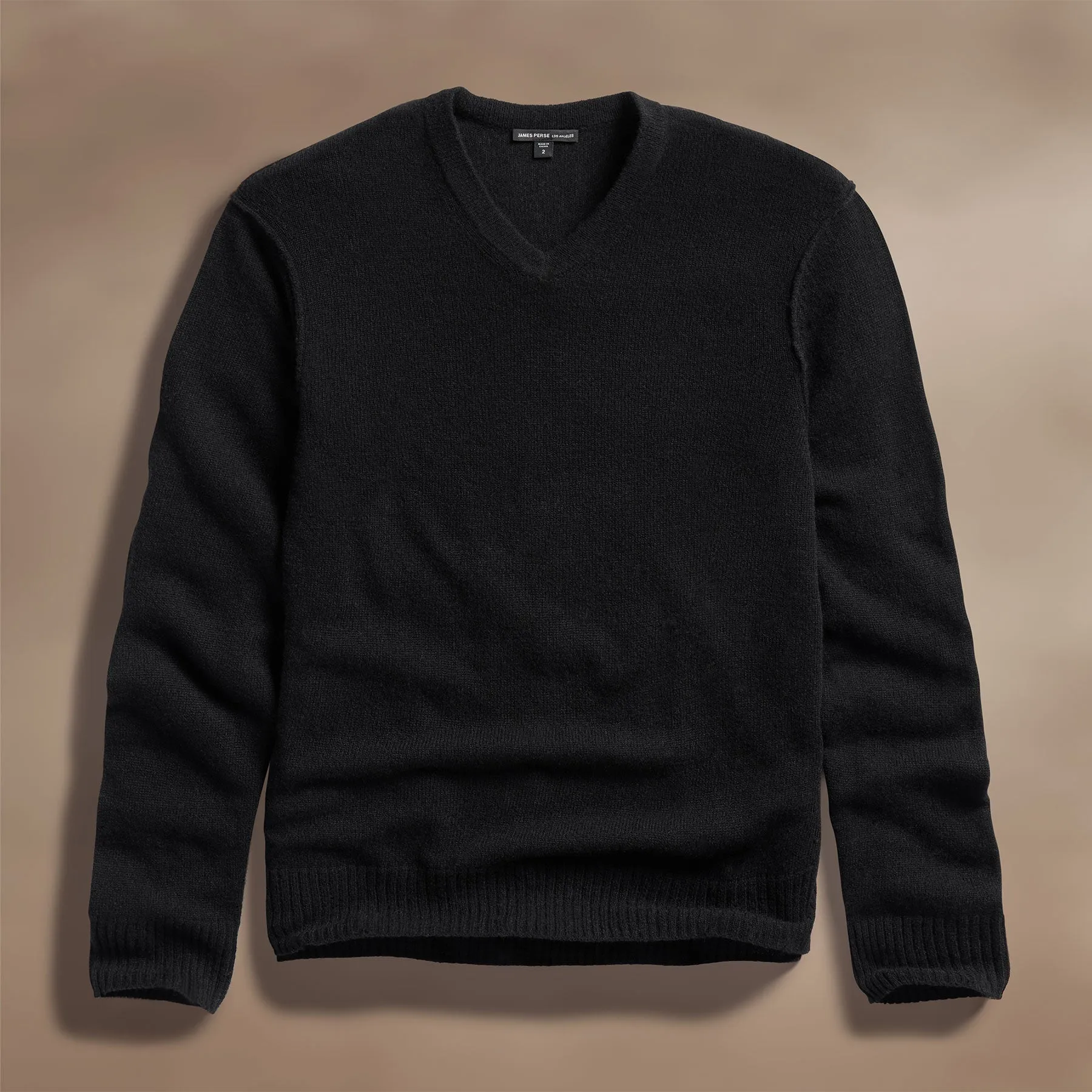 Soft Featherweight Cashmere V Neck - Black sold by James Perse