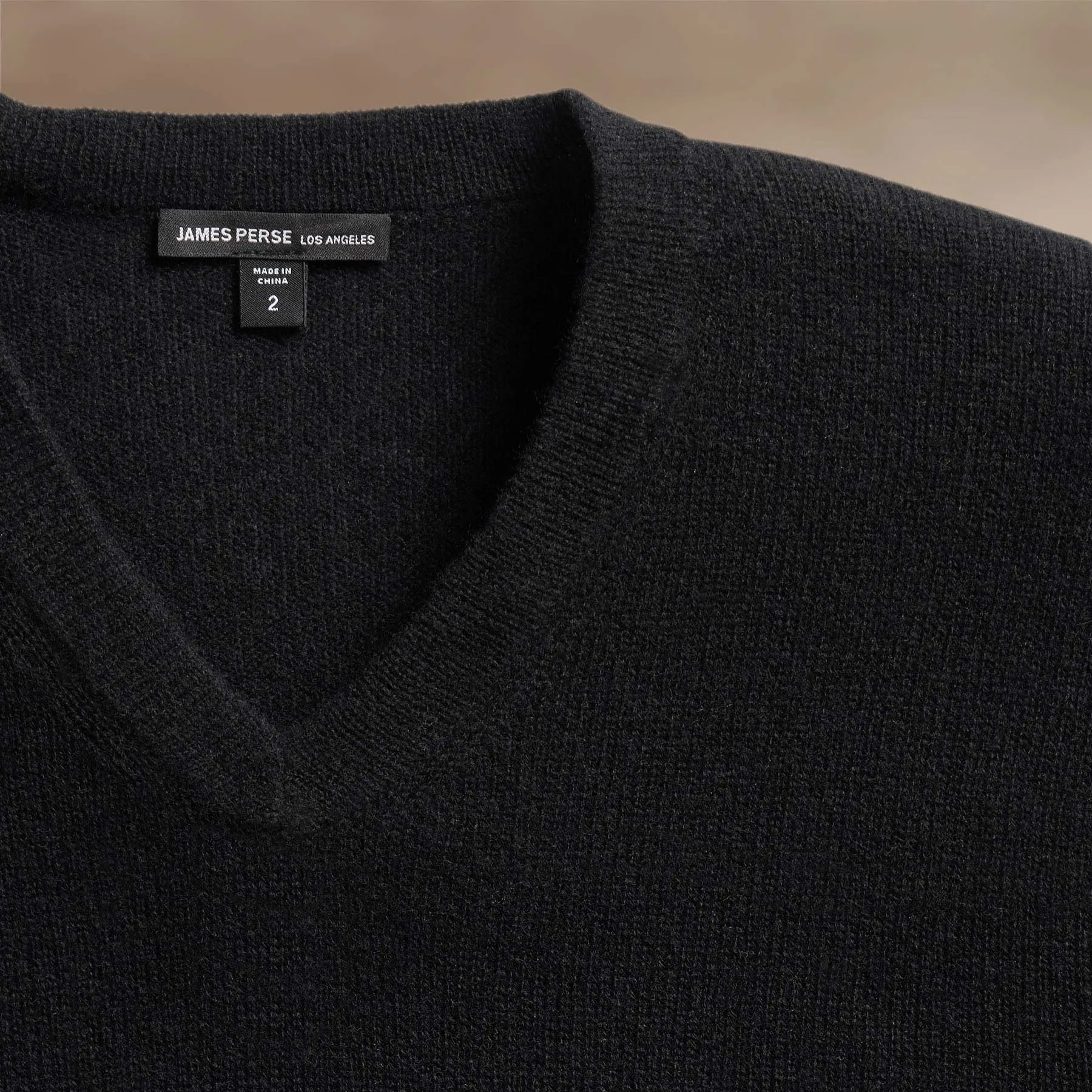 Soft Featherweight Cashmere V Neck - Black sold by James Perse product image thumbnail 3