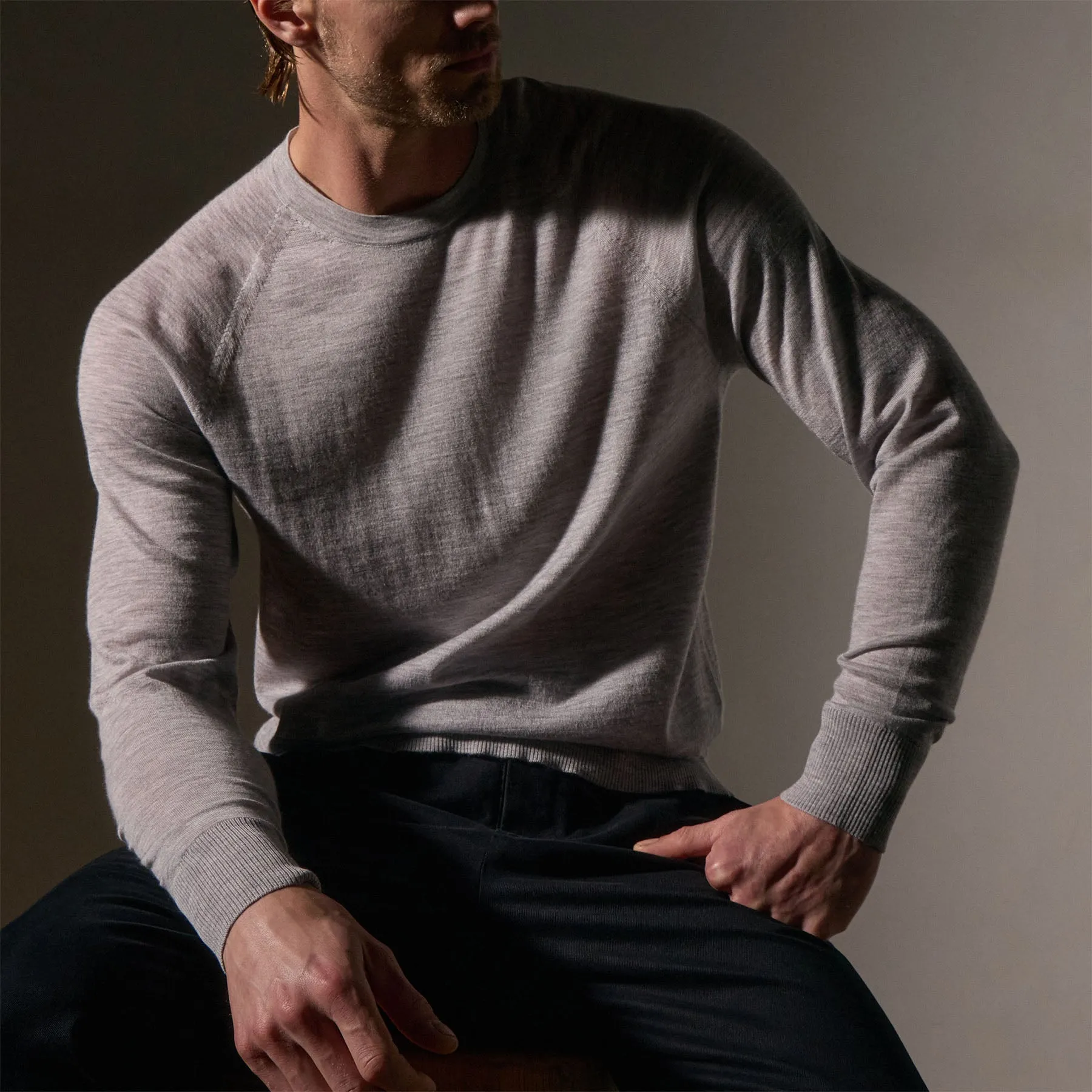 Ultrafine Cashmere Crew - Light Heather Grey sold by James Perse product image thumbnail 2
