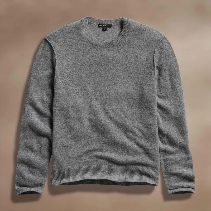Soft Featherweight Cashmere Crew - Mid Heather Grey sold by James Perse