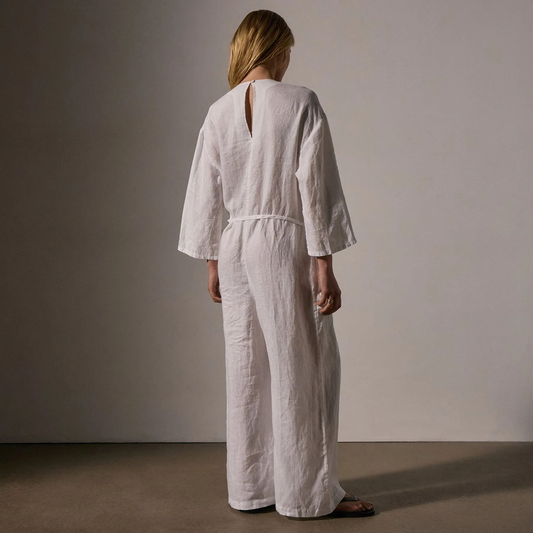 Belted Linen Jumpsuit - White sold by James Perse product image thumbnail 4