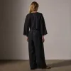 Belted Linen Jumpsuit - Black sold by James Perse