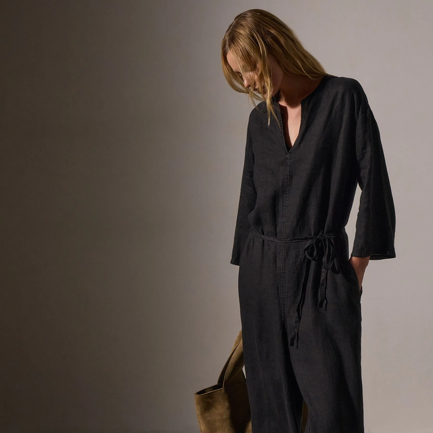 Belted Linen Jumpsuit - Black sold by James Perse product image thumbnail 2