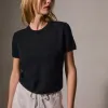Soft Featherweight Cashmere Short Sleeve - Black sold by James Perse