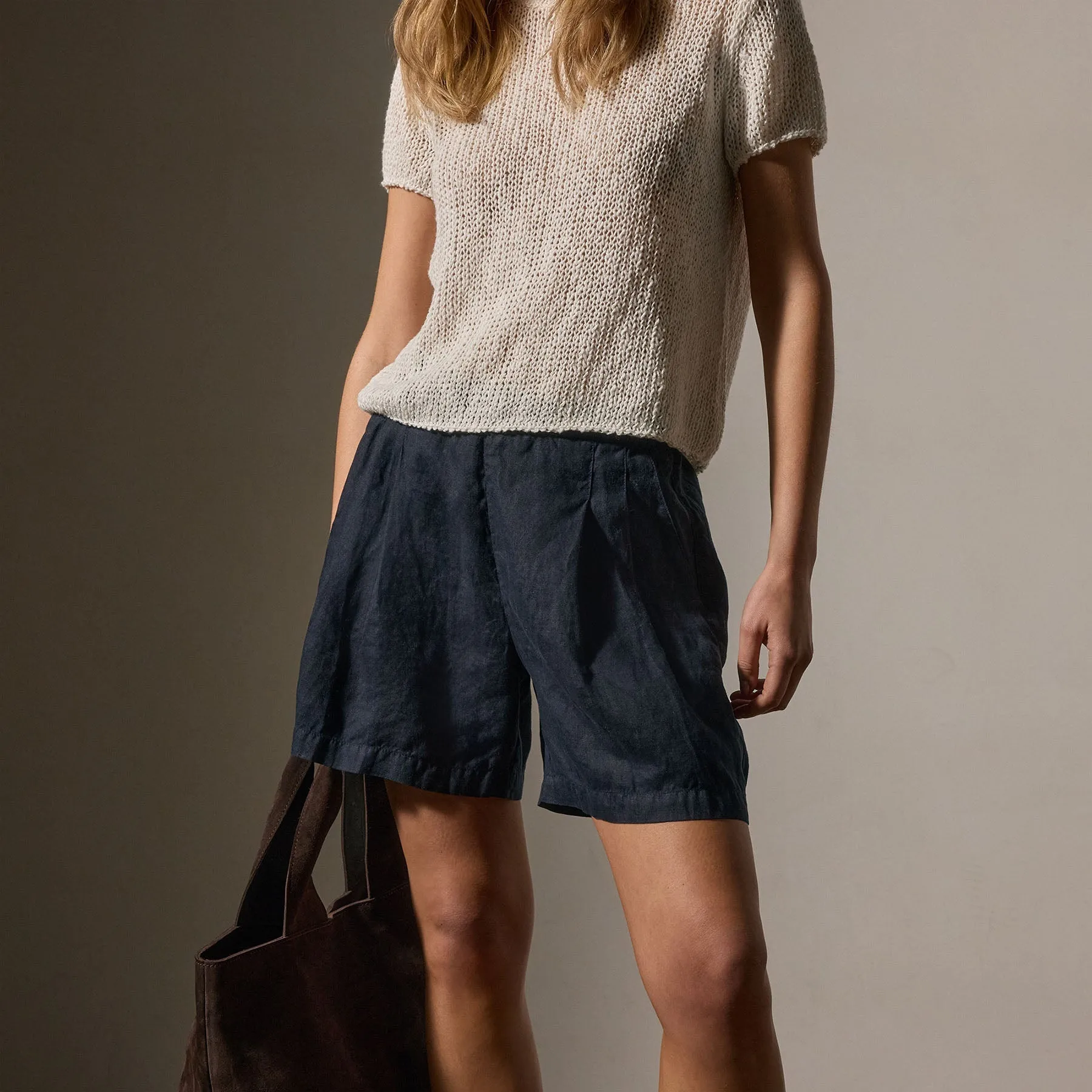 Lightweight Linen Pleated Short - Classic Navy sold by James Perse product image thumbnail 2