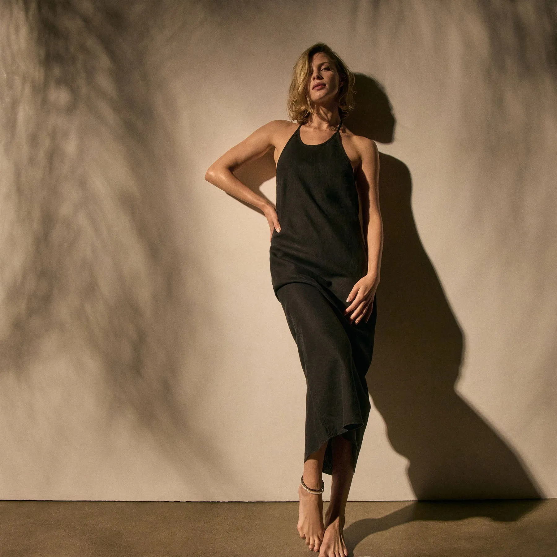 Linen Halter Dress - Black sold by James Perse