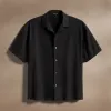 Oversized Stretch Poplin Short Sleeve Shirt - Black sold by James Perse