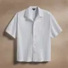 Oversized Stretch Poplin Short Sleeve Shirt - White sold by James Perse