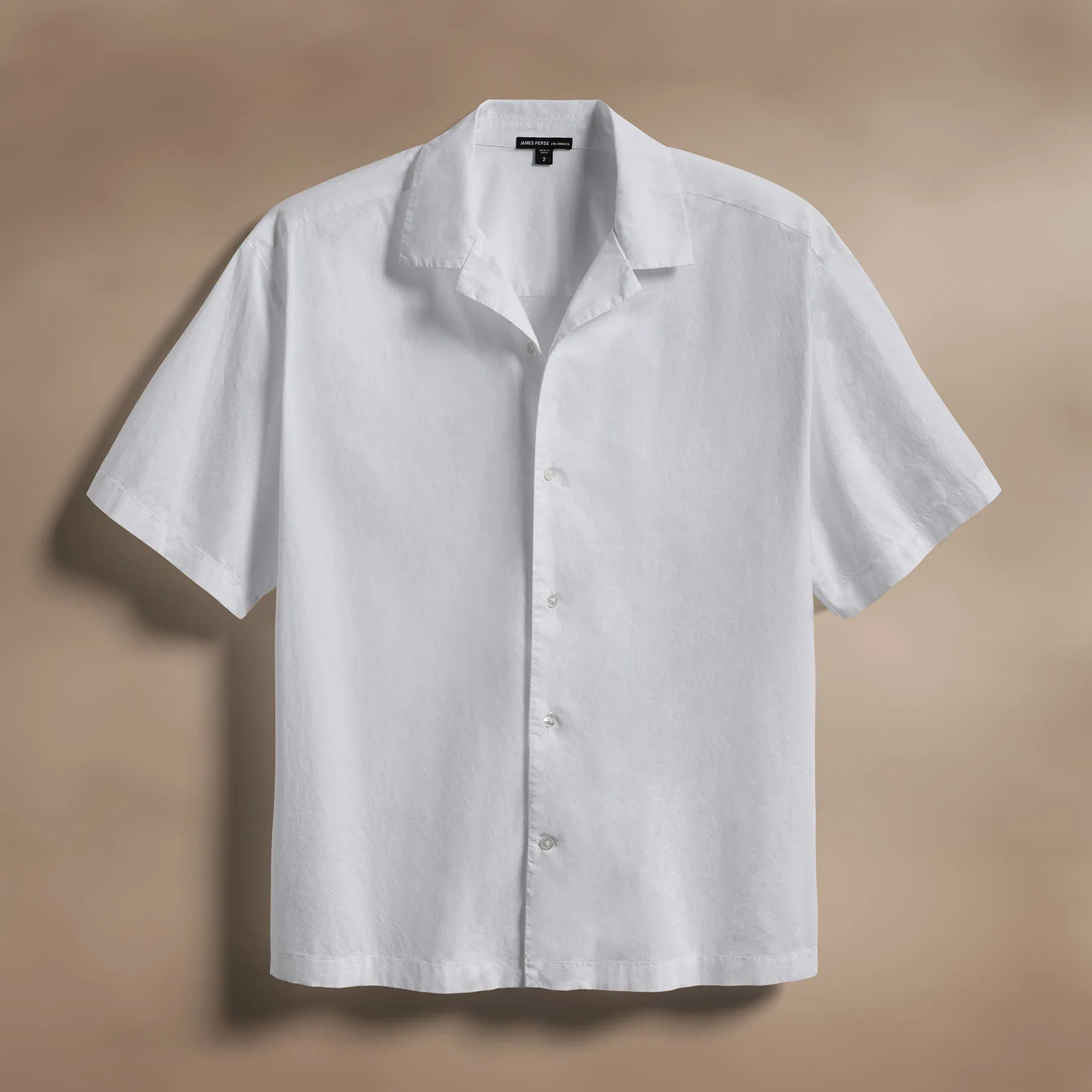 Oversized Stretch Poplin Short Sleeve Shirt - White sold by James Perse