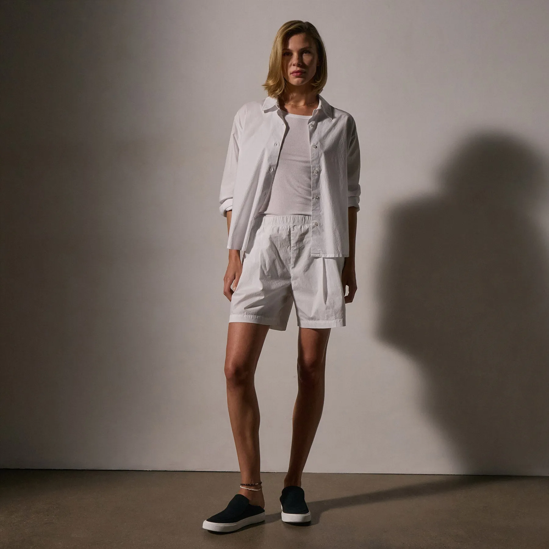 Stretch Poplin Elastic Short - White sold by James Perse product image thumbnail 3