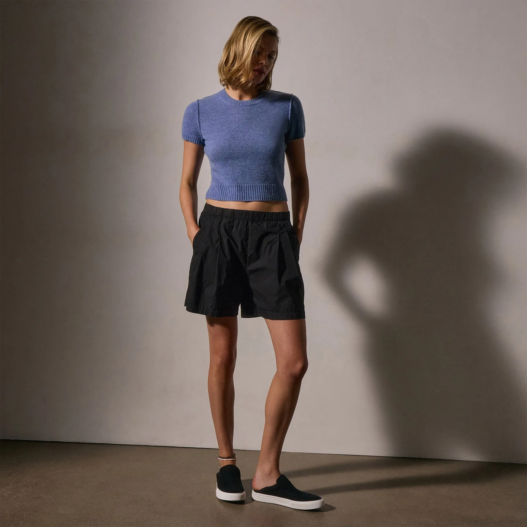 Soft Featherweight Cashmere Short Sleeve - Blue Sky sold by James Perse product image thumbnail 2