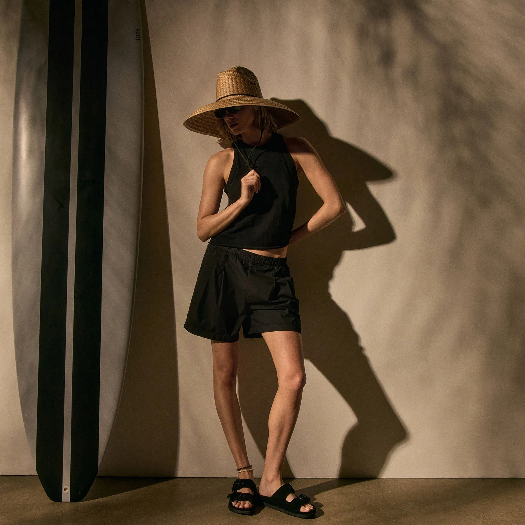 Stretch Poplin Elastic Short - Black sold by James Perse