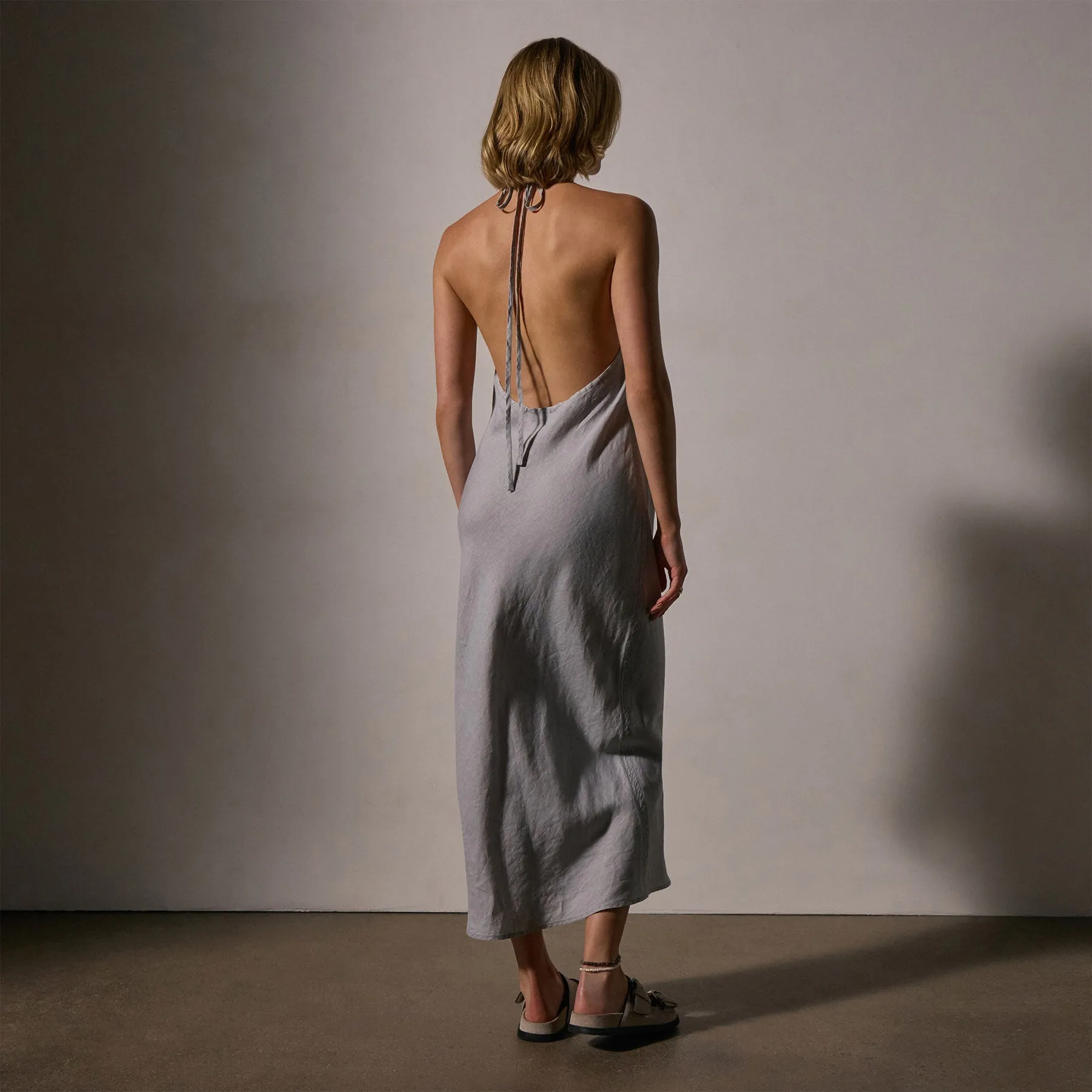 Linen Halter Dress - Grey Sky Pigment sold by James Perse product image thumbnail 3