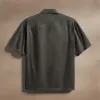 Oversized Stretch Poplin Short Sleeve Shirt - Granite sold by James Perse