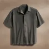 Oversized Stretch Poplin Short Sleeve Shirt - Granite sold by James Perse