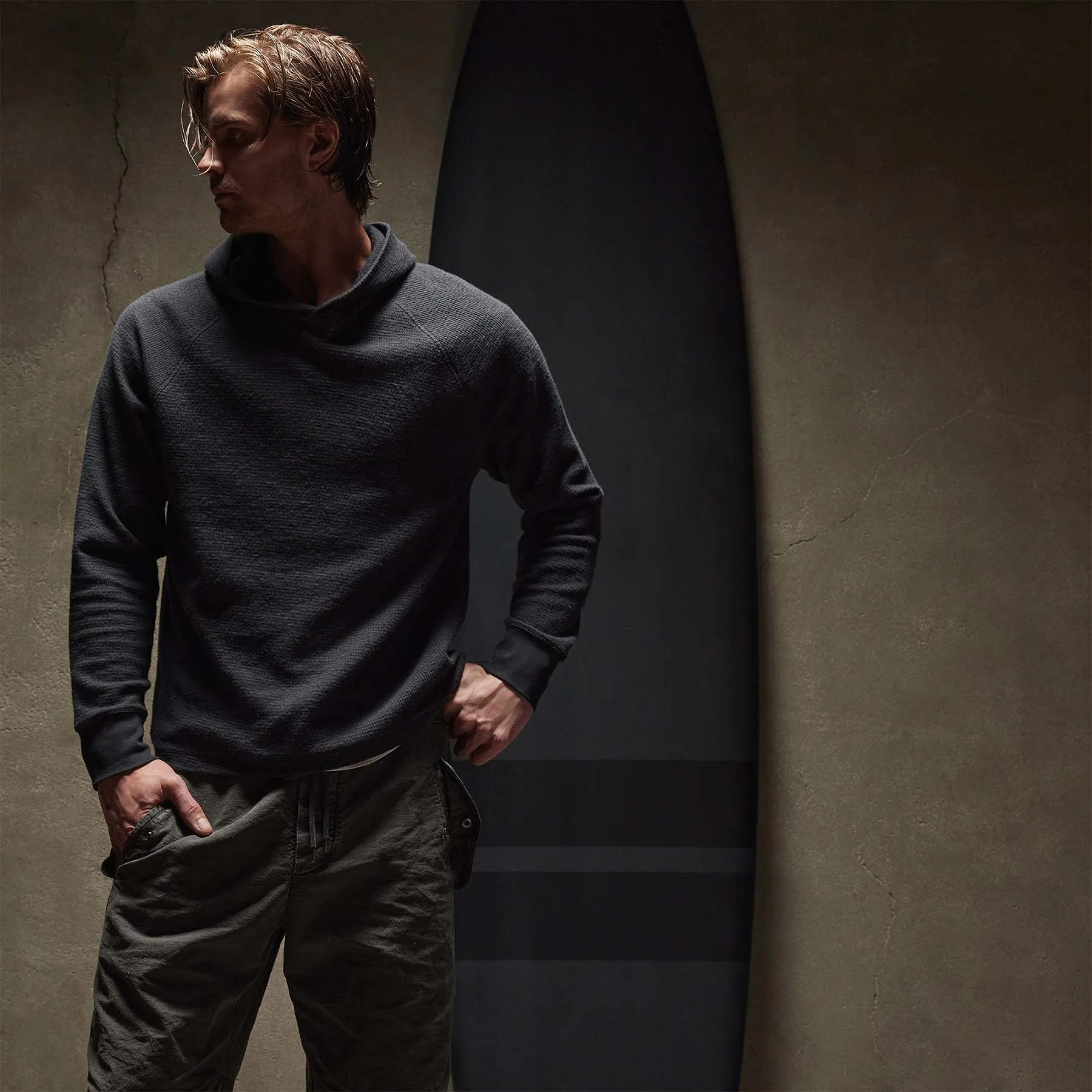 Thermal Knit Hooded Raglan - Magma sold by James Perse