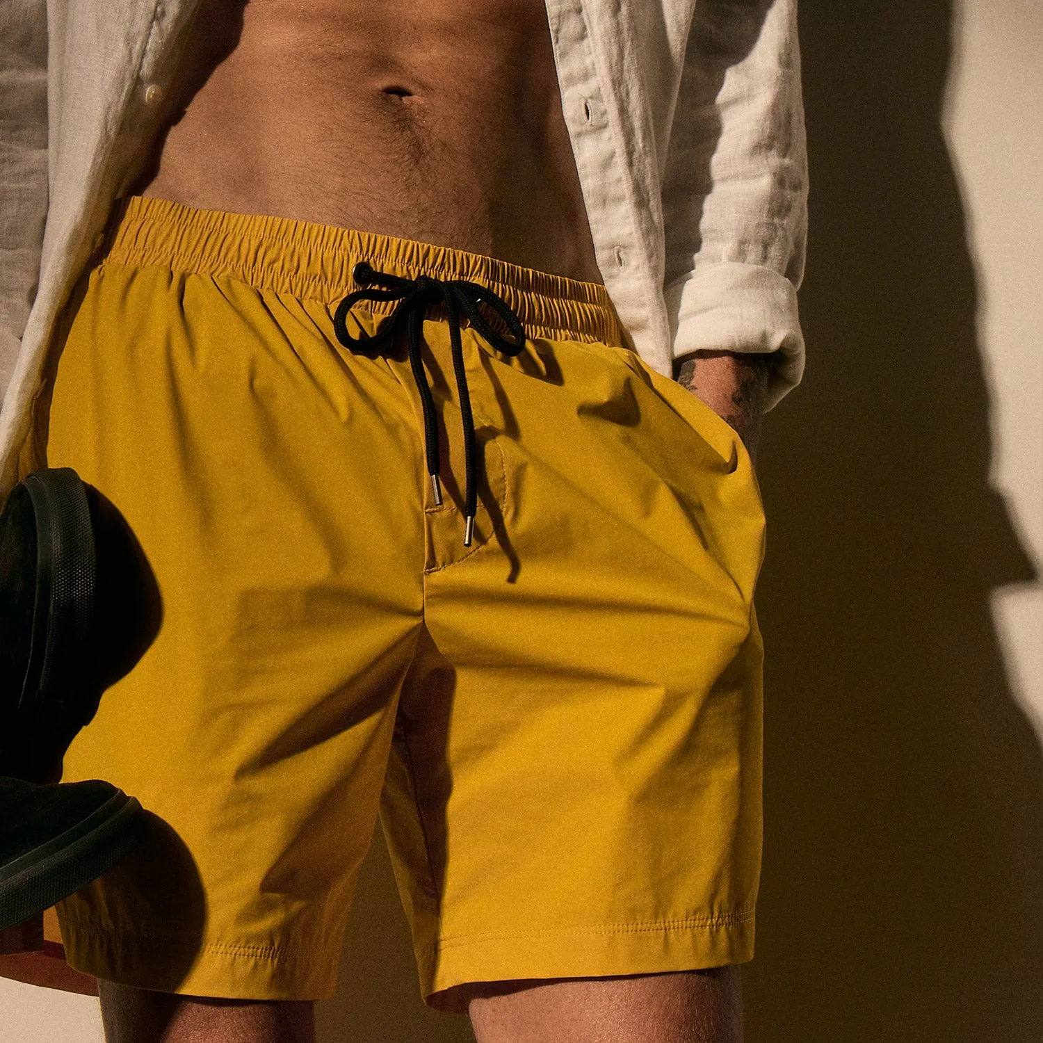 Stretch Nylon Split Hem Boardshort - Crocus Yellow sold by James Perse product image thumbnail 2