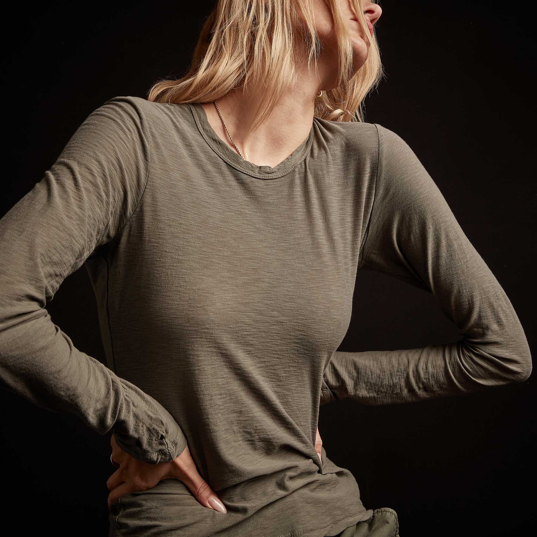 Sheer Slub Long Sleeve Crew - Jungle sold by James Perse product image thumbnail 3