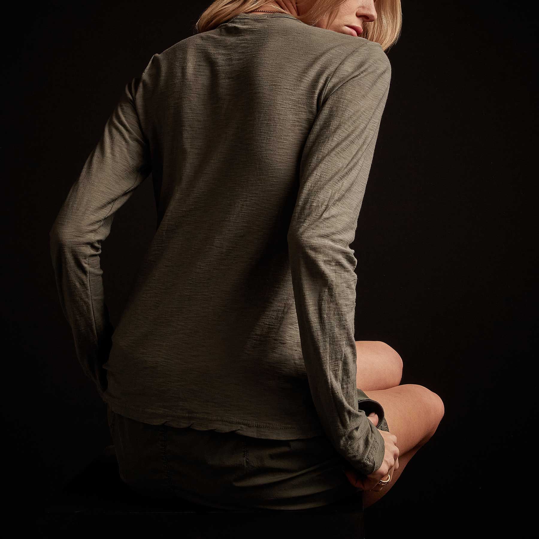 Sheer Slub Long Sleeve Crew - Jungle sold by James Perse product image thumbnail 4