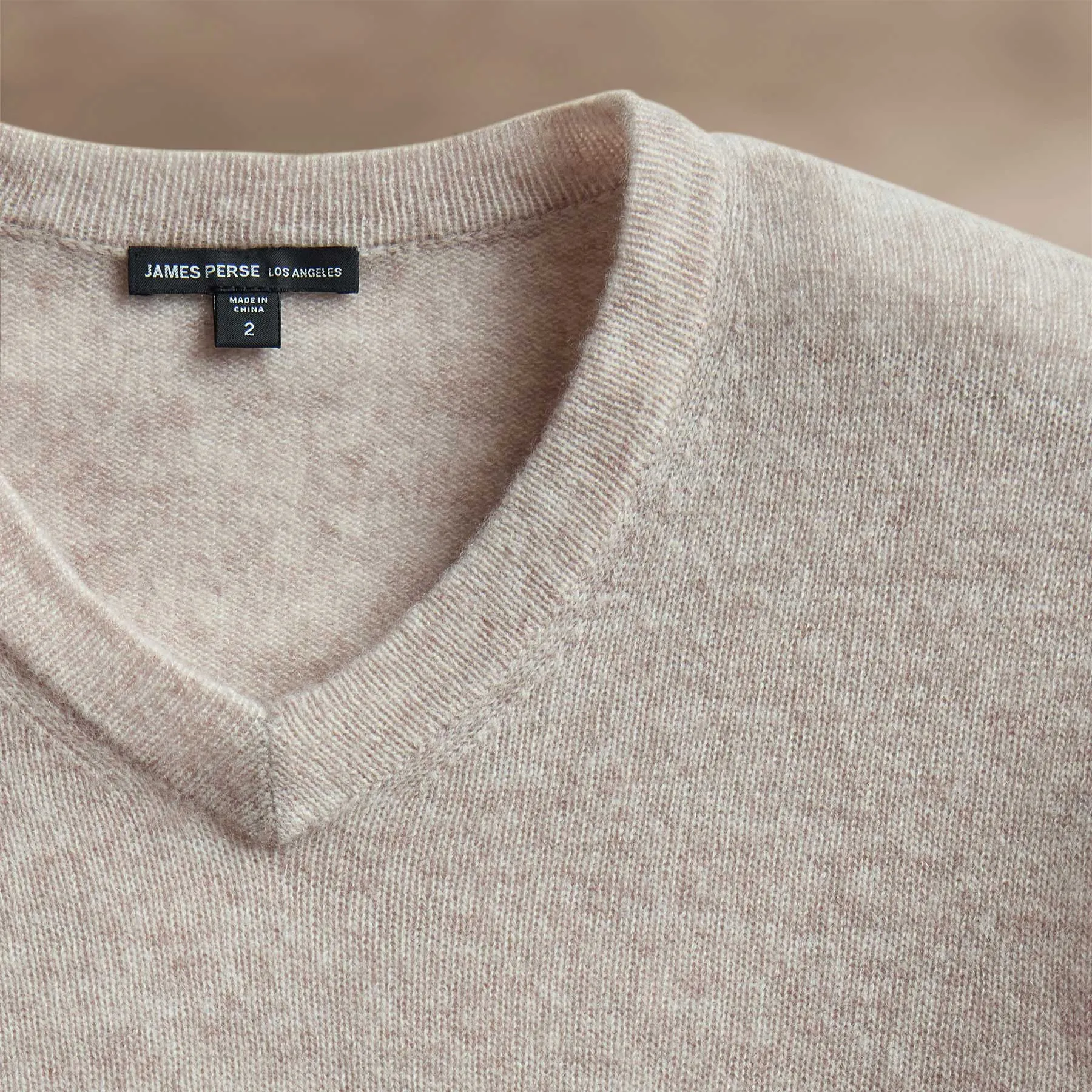 Soft Featherweight Cashmere V Neck - Light Beige sold by James Perse product image thumbnail 3