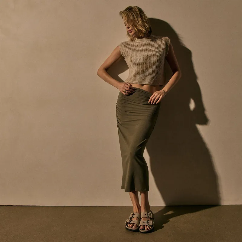 Ruched Midi Skirt - Birch sold by James Perse
