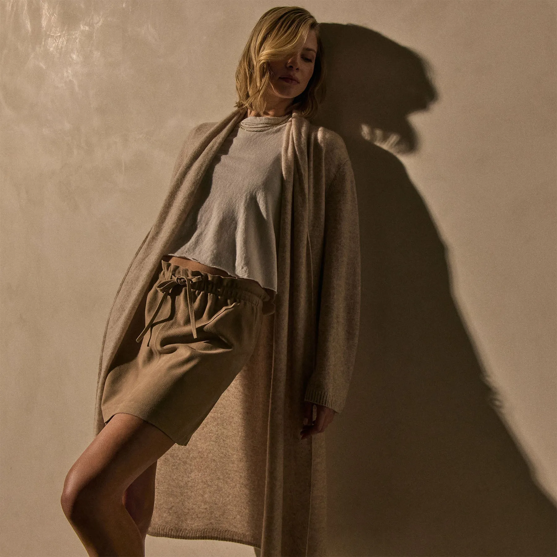 Soft Featherweight Cashmere Cardigan - Light Beige sold by James Perse product image thumbnail 2