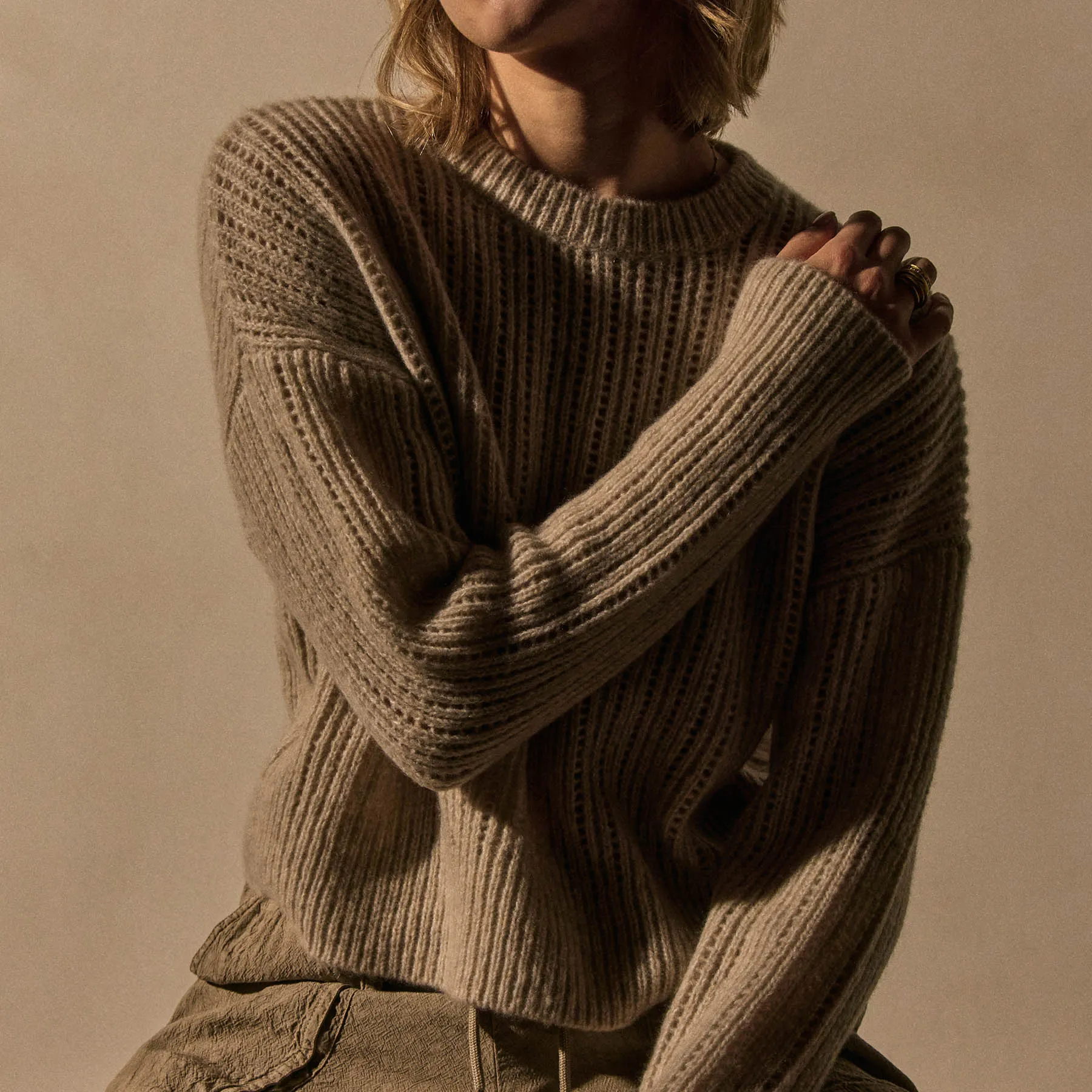 Open Stitch Crew Neck - Alabaster Mix sold by James Perse product image thumbnail 2