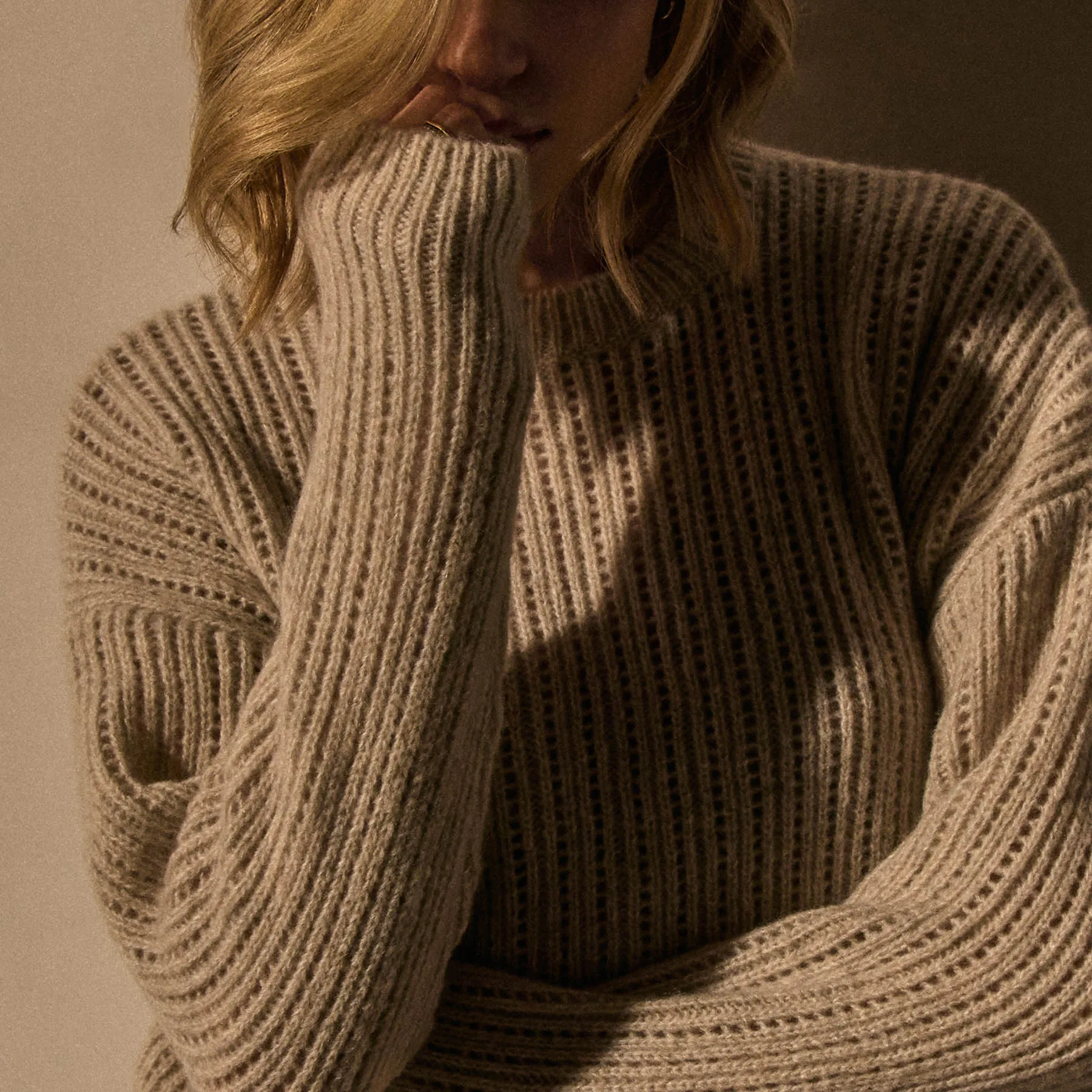 Open Stitch Crew Neck - Alabaster Mix sold by James Perse product image thumbnail 3