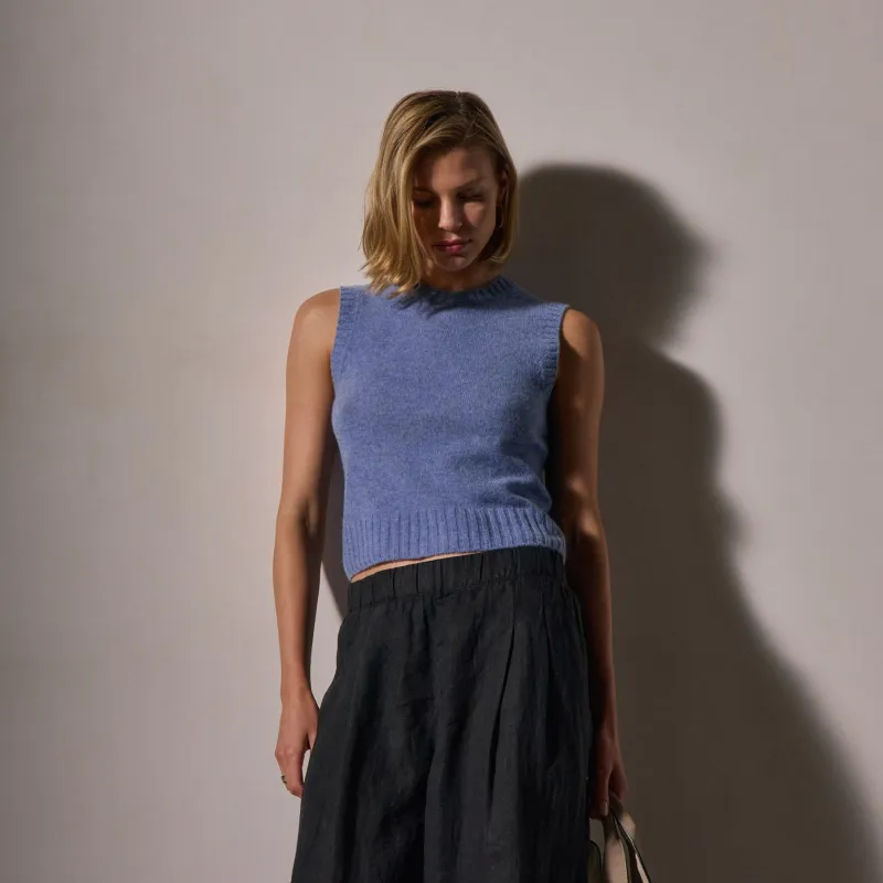 Soft Featherweight Cashmere Vest - Blue Sky sold by James Perse