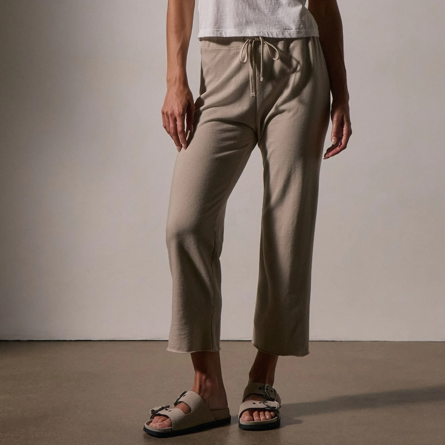 French Terry Cutoff Sweatpant - Toast sold by James Perse