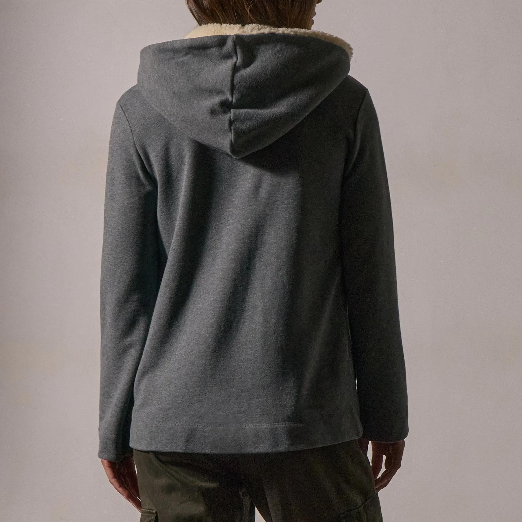 Sherpa Hooded Open Front Jacket - Heather Grey sold by James Perse product image thumbnail 2