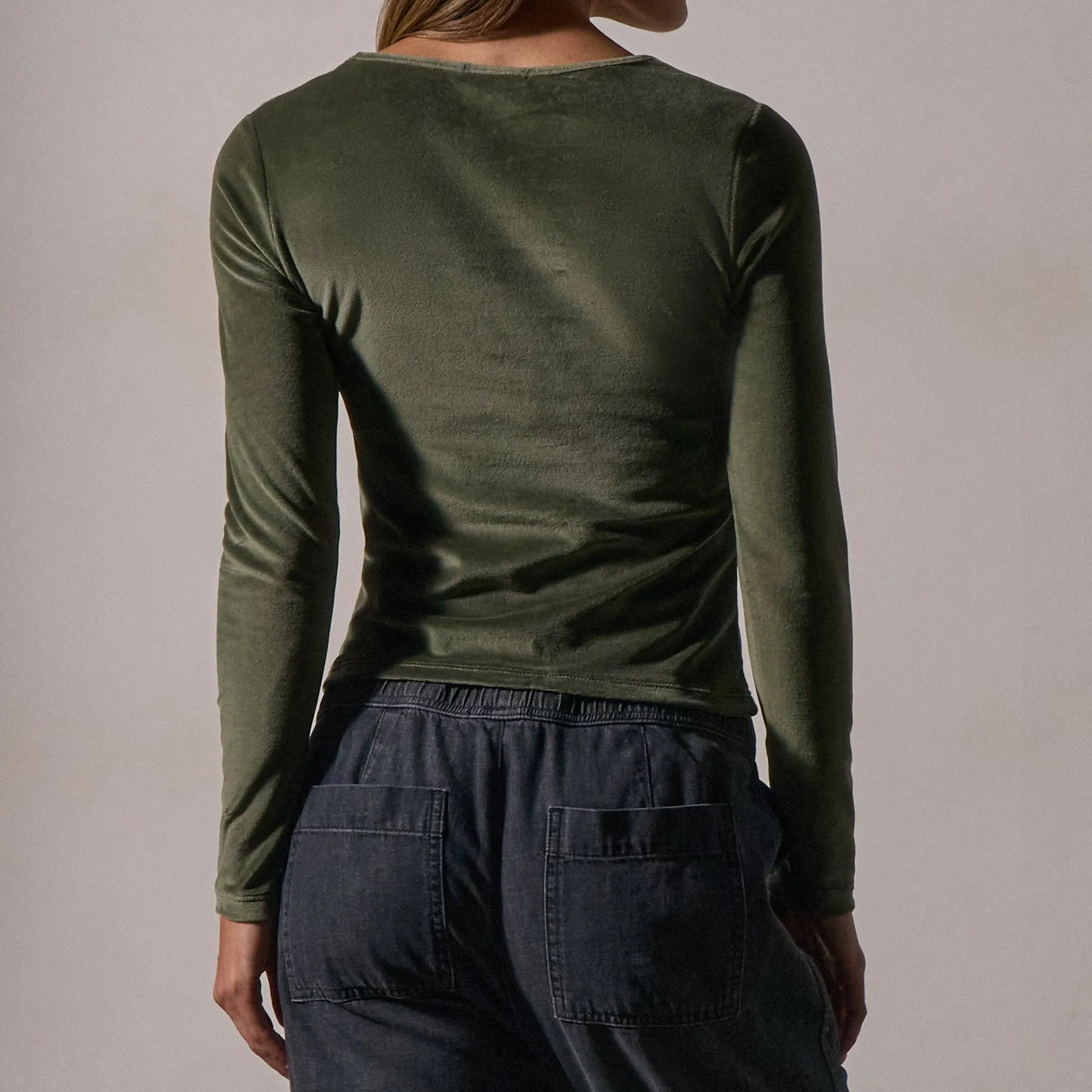 Square Neck Long Sleeve Velvet Top - Palm sold by James Perse product image thumbnail 2