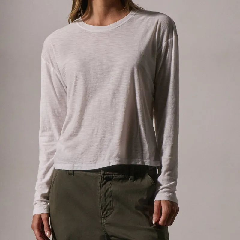 Boxy Long Sleeve Tee - White sold by James Perse