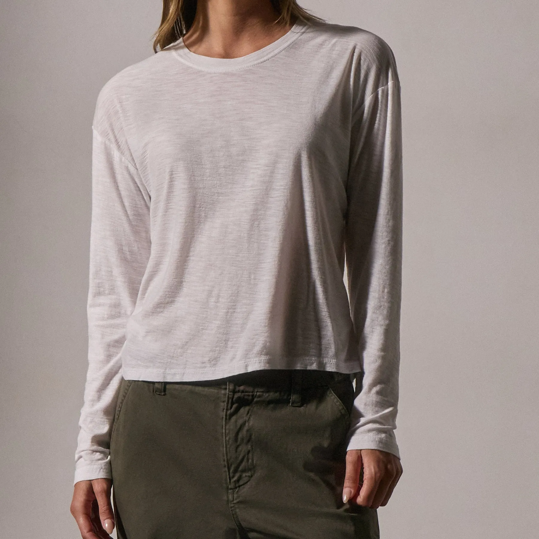 Boxy Long Sleeve Tee - White sold by James Perse