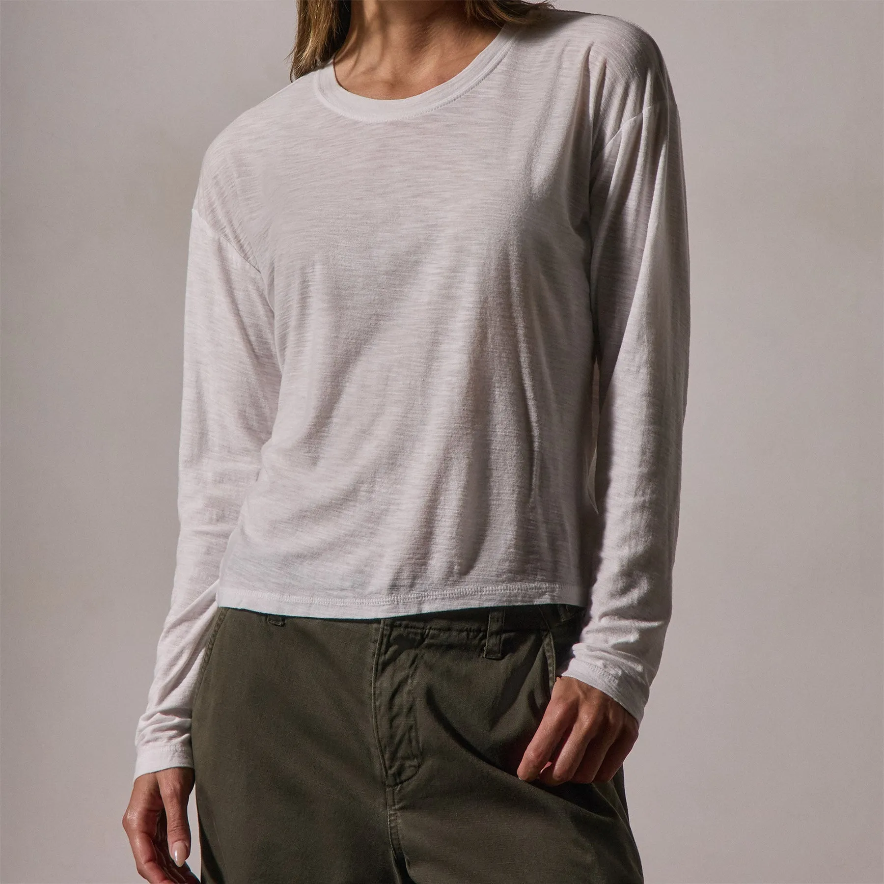Boxy Long Sleeve Tee - White sold by James Perse product image thumbnail 2