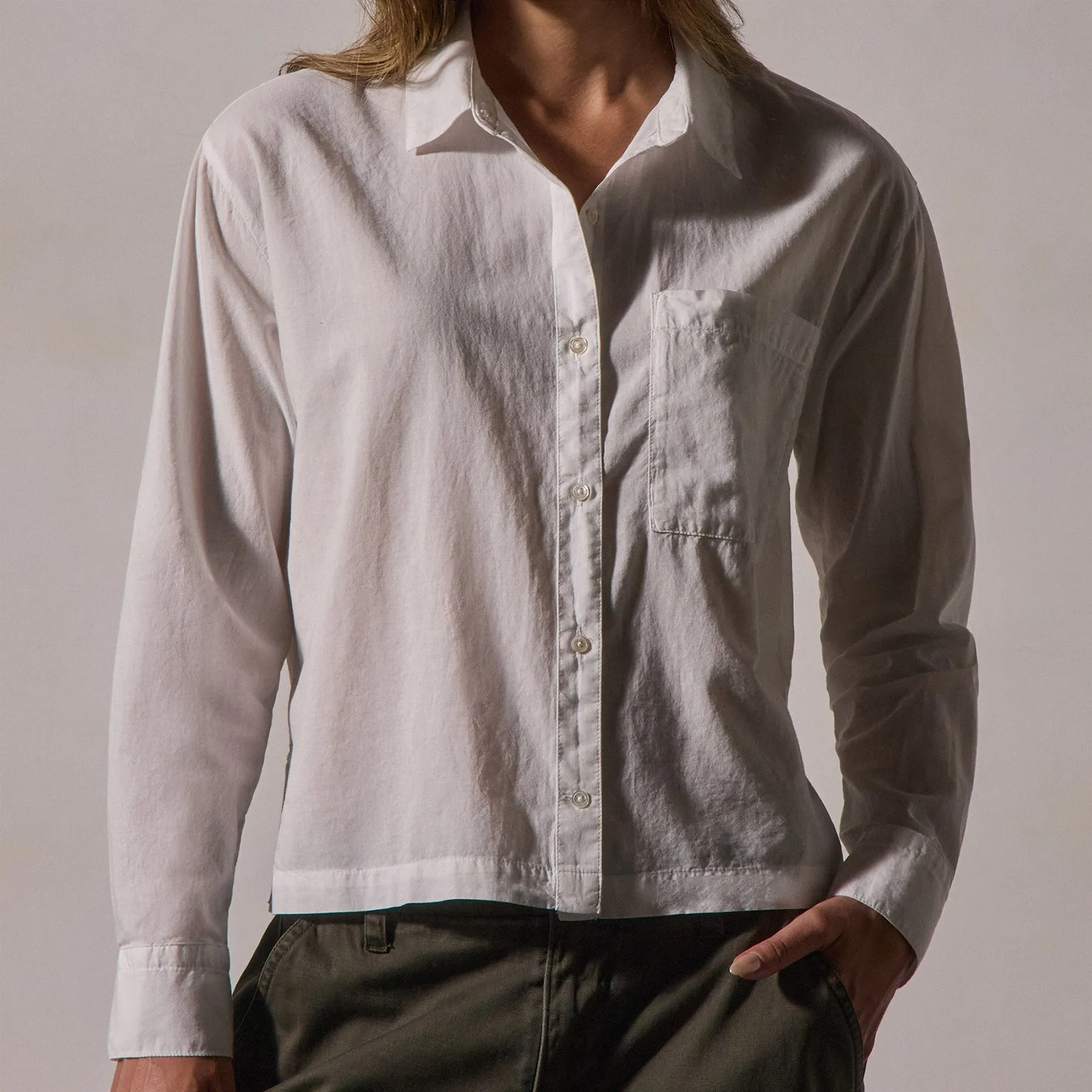 Long Sleeve Light Shirt - White sold by James Perse