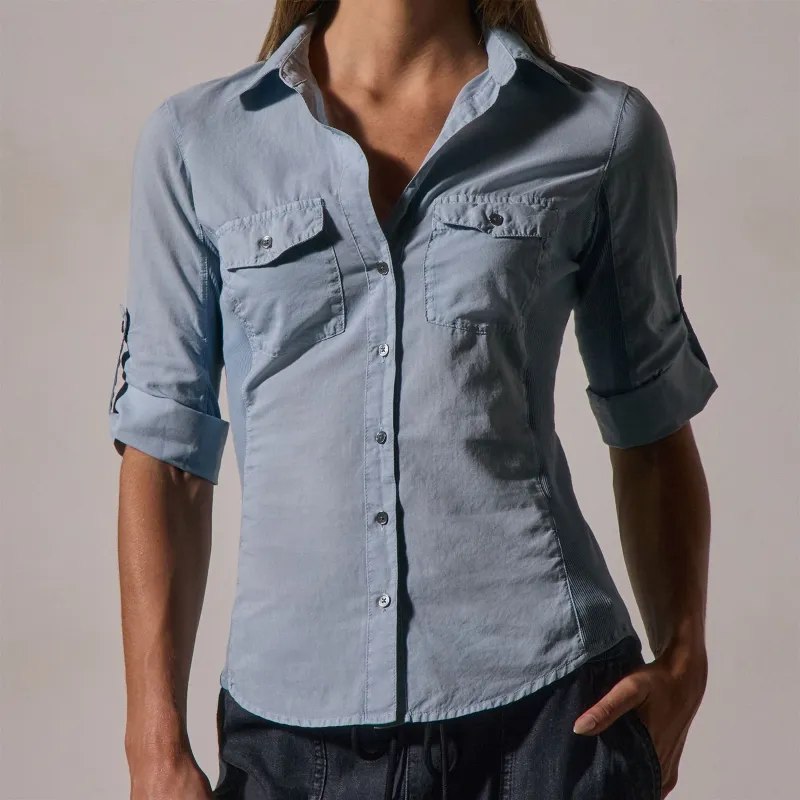 Contrast Panel Shirt - Azure sold by James Perse