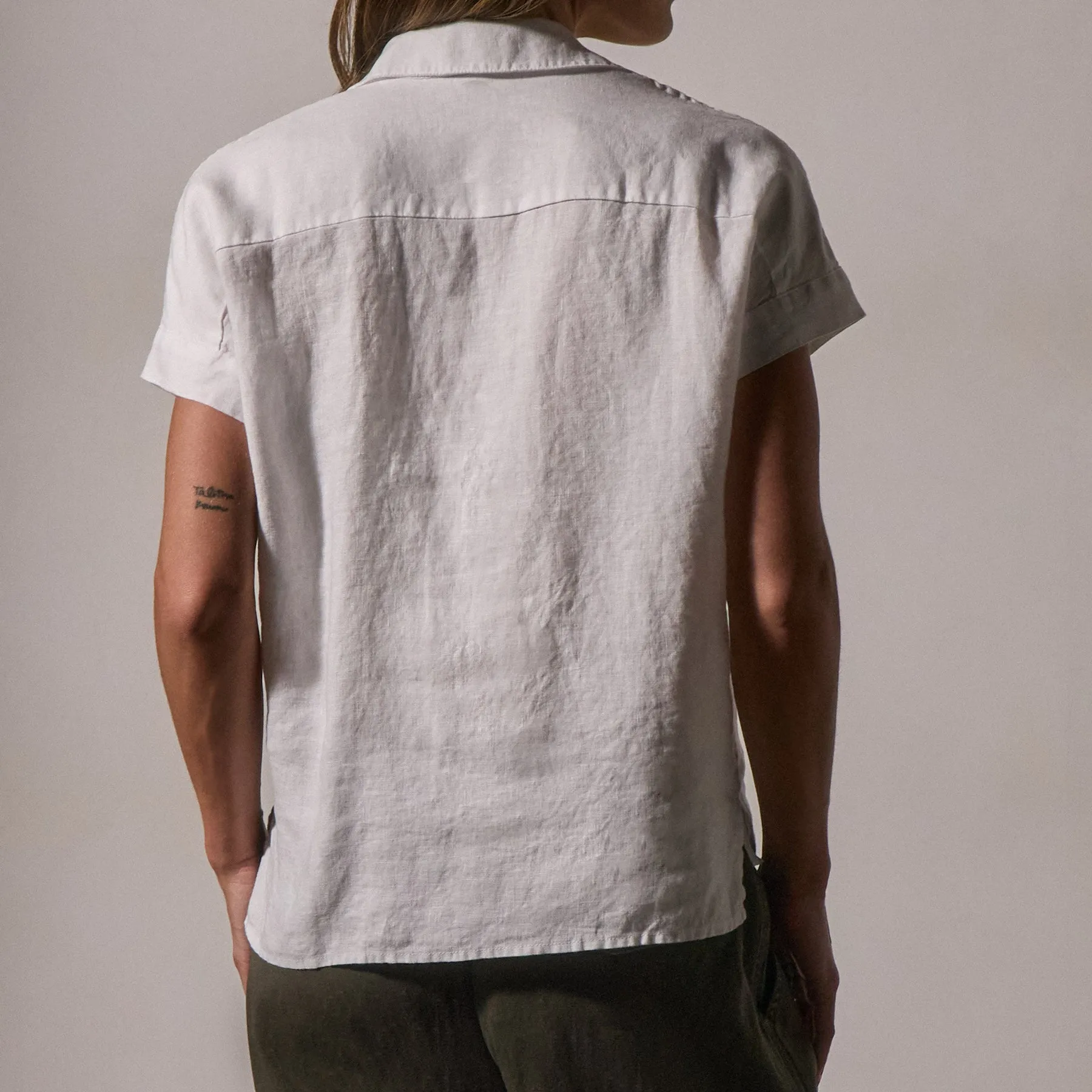 Short Sleeve Linen Shirt - White sold by James Perse product image thumbnail 2